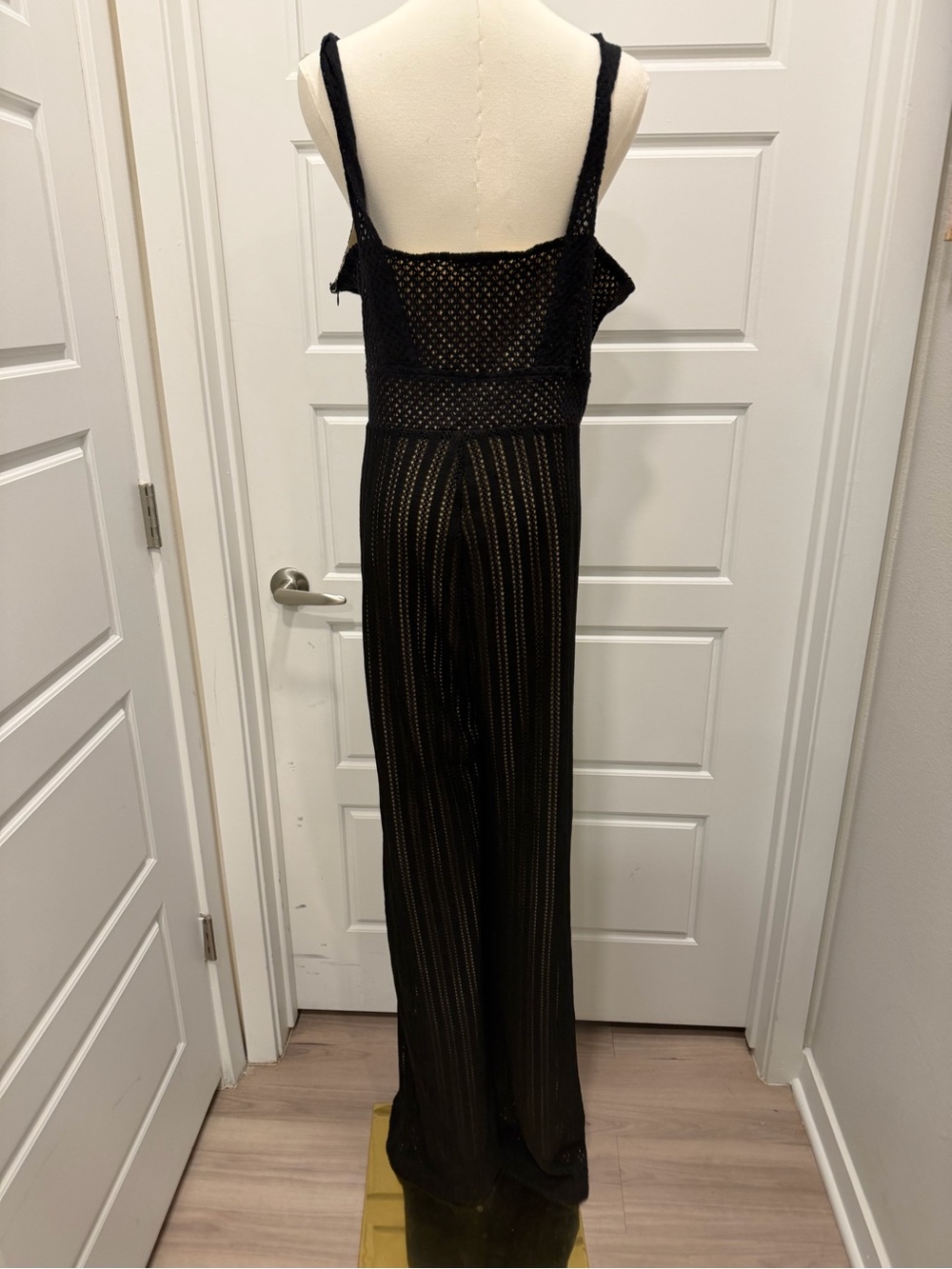 Venus Black Wide-Leg Knit Jumpsuit with Nude Lining - Picture 4 of 8